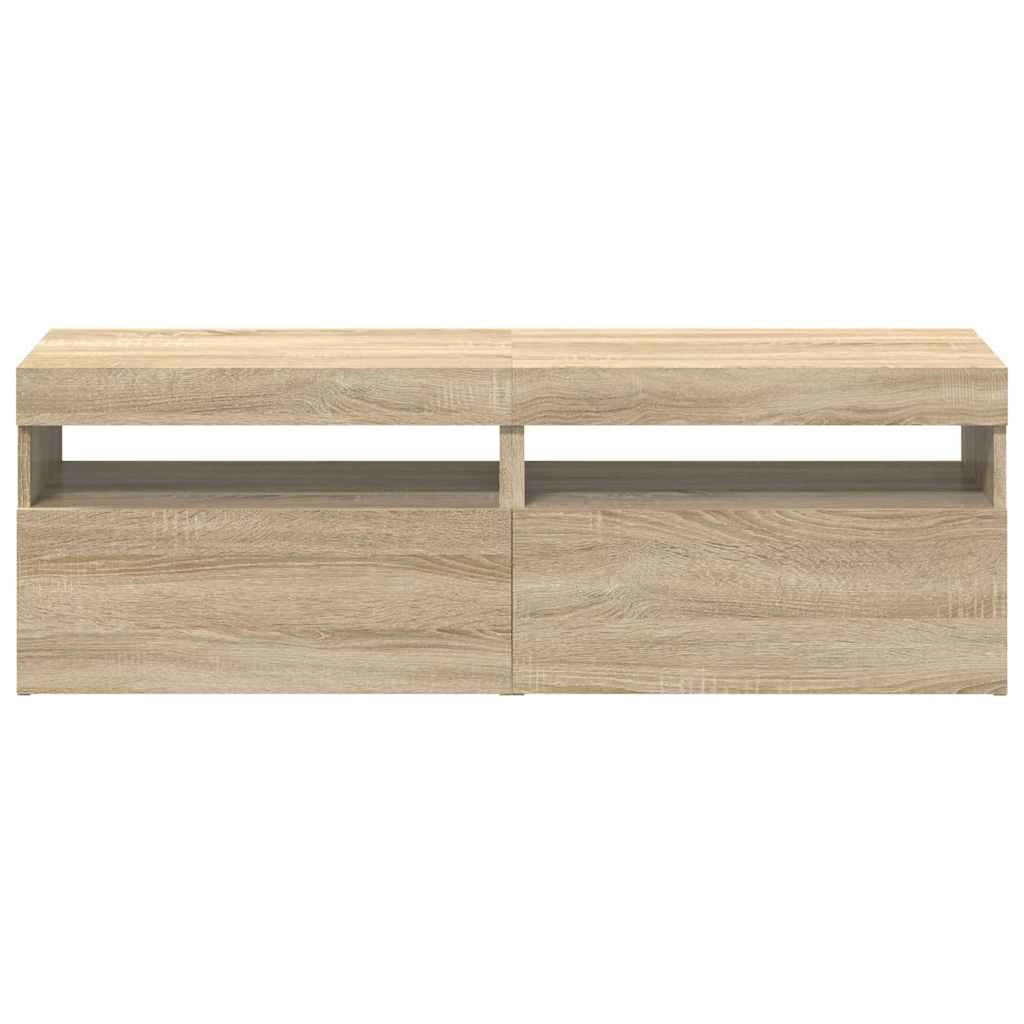 Mobile TV multimediale scaffale TV credenza mobile TV per sala da pranzo soggiorno camera da letto con luci LED 2 pezzi rovere Sonoma 60 x 35 x 40 cm marrone 02_0028878