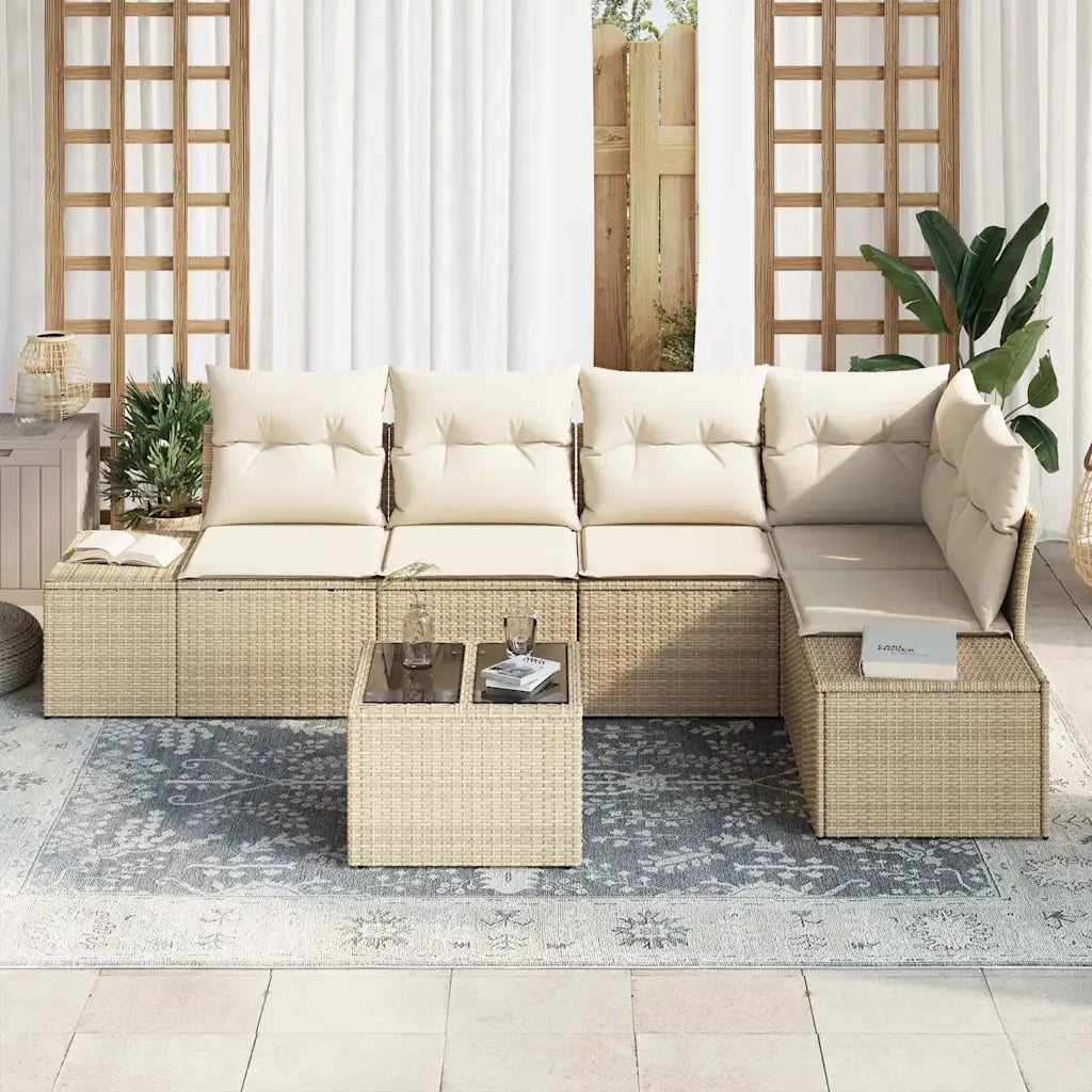 Set Divano da Giardino 6 pcs Beige polyrattan