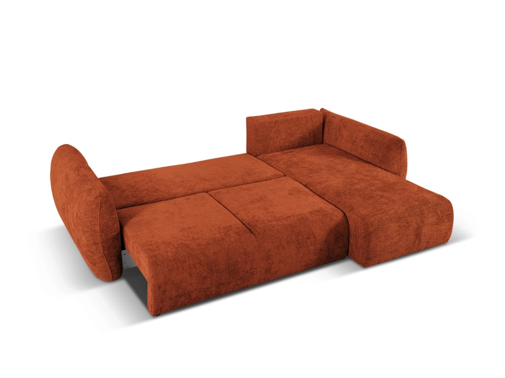 Cosmopolitan Design - Divano convertibile angolare destro con contenitore "Matera" 4 posti in ciniglia terracotta 