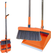 Set di spazzola e scopa - con denti di gomma - ermetico - lunga maniglia verticale - pulizia domestica - Arancione