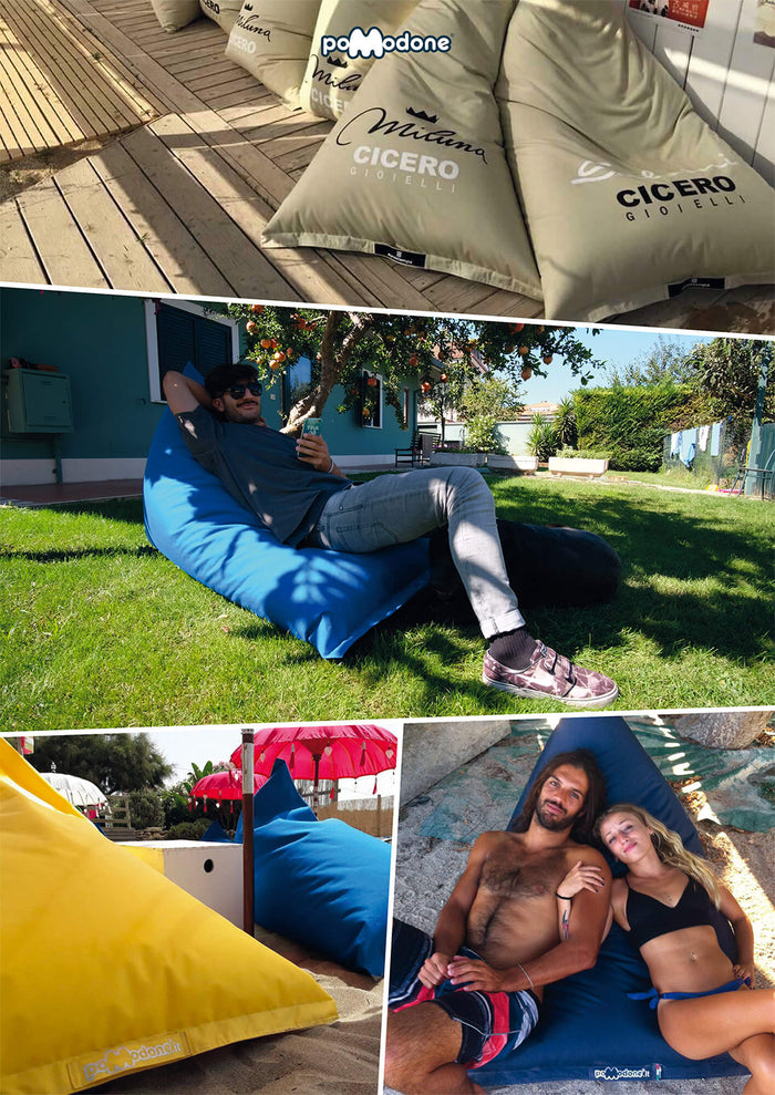 Poltrona a Sacco Pouf Sdraio in Acrilico Pomodone Milk Blu