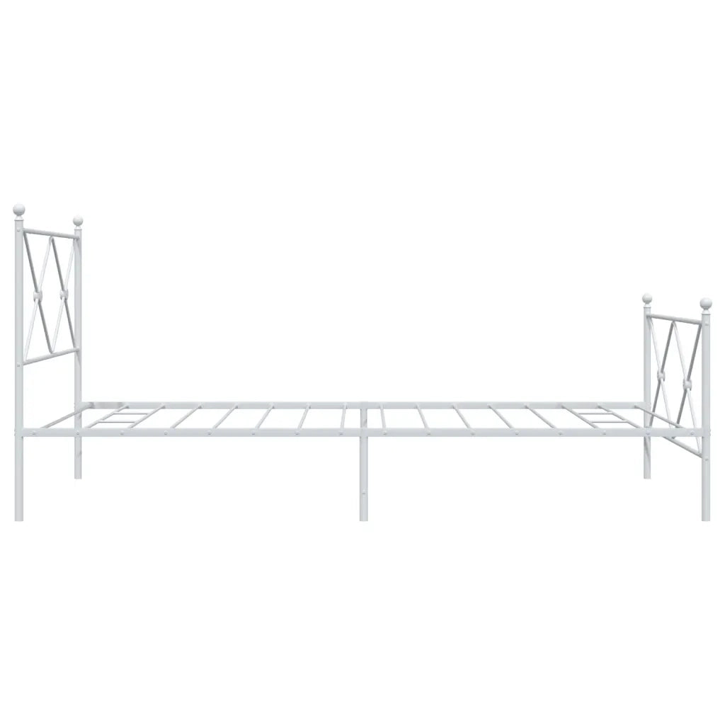 Giroletto con Testiera e Pediera-Struttura Letto Metallo Bianco 100x190 cm 796790