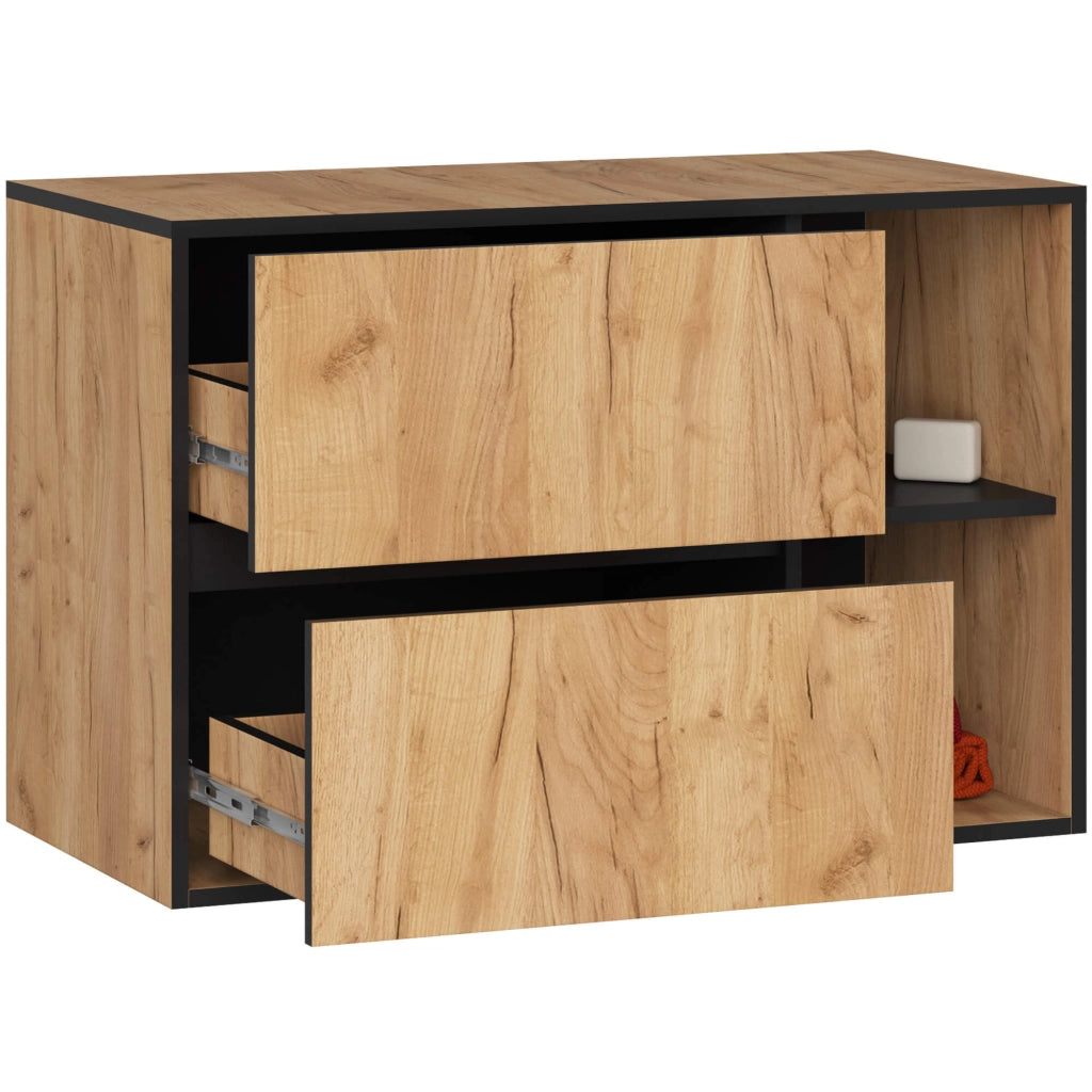 Mobile bagno sospeso senza lavabo VAMI Rovere Craft, Nero 90 cm 2 cassetti 90x45,5x60 cm