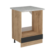 Mobile per forno da incasso R-Line Antracite rustico/Rovere dorato 60 cm PL Marmo Vicco
