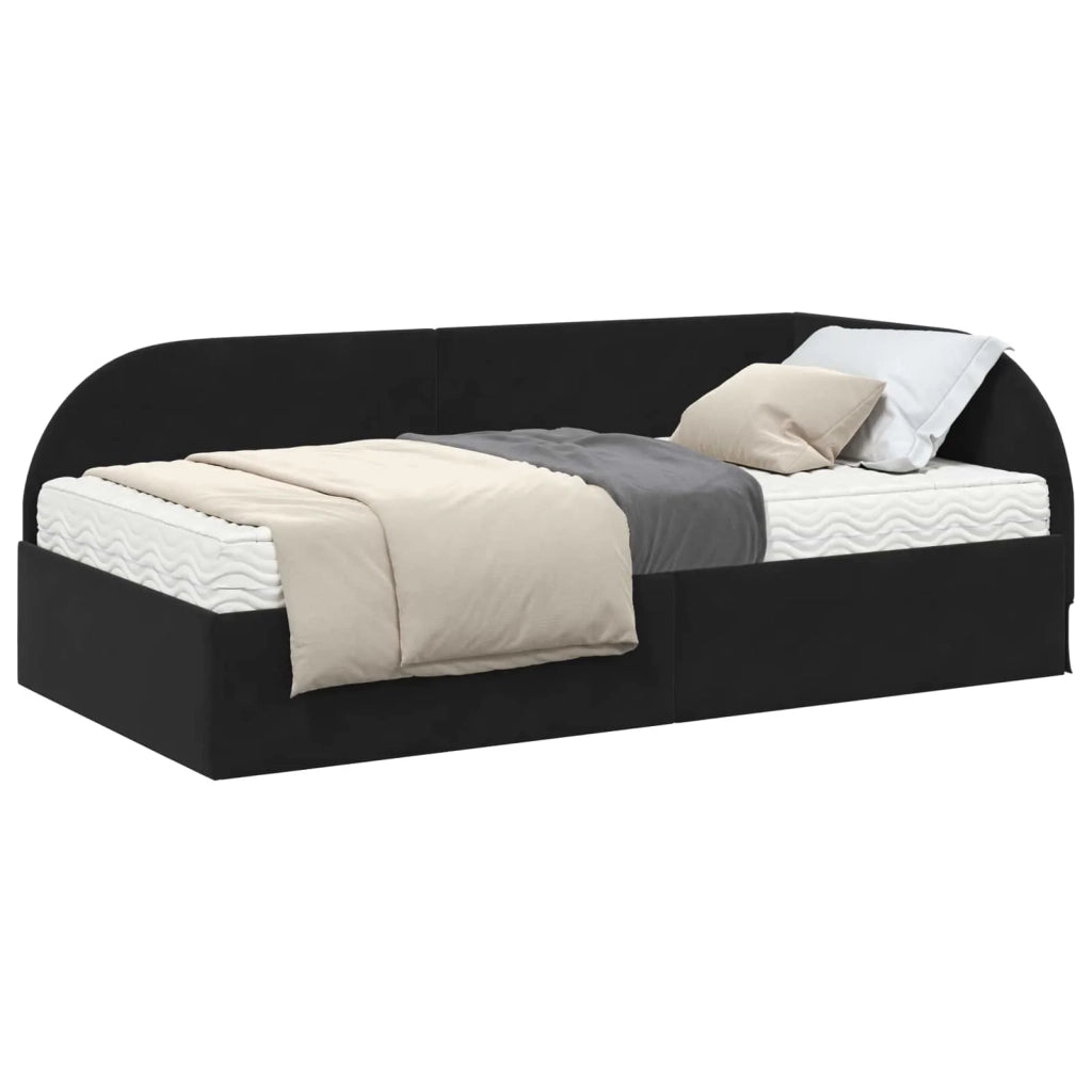 Struttura Letto Angolare con Materasso 2 pz-Giroletto con materasso Nero Velluto 779090