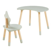 Scrivania/postazione di lavoro per bambini 44 x 60 x 50 cm con sedia verde menta naturale 03_0009063