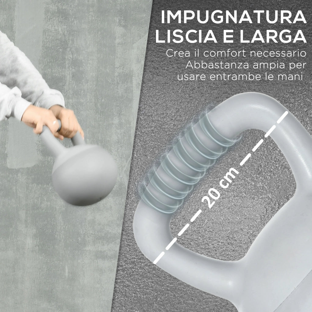Kettlebell 4kg in PVC e Sabbia Metallica ¨C zephmum ¨C Grigio 19x19x26 cm