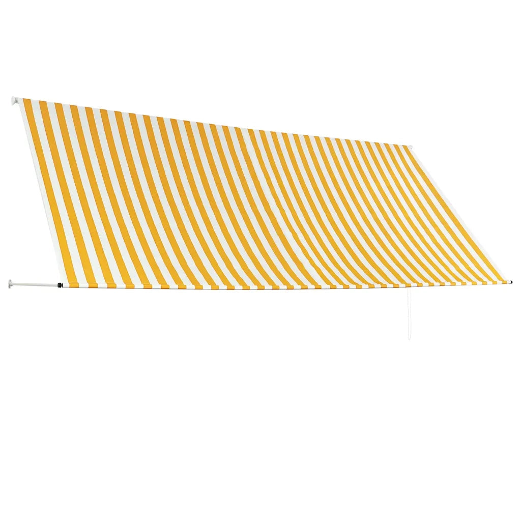 Tenda da Sole Retrattile 350x150 cm Giallo e Bianco 143756