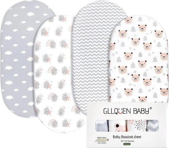 Pacco di 4 Protezioni per Materassi Bambini, Teli per Letto Bambino Oeko-tex100, Teli per Letto per Culla, Teli per Culla per Carrietta, 81 x 41 cm, Teli per Carrietta, Culla, lettino (per la protezione da abrasione)