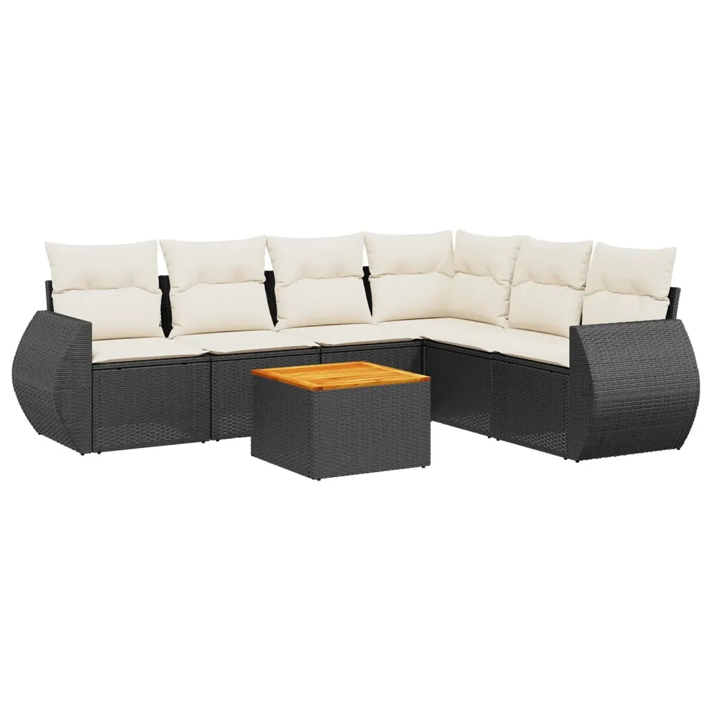 Set Divani da Giardino con Cuscini 7pz Nero Polyrattancod mxl 87991