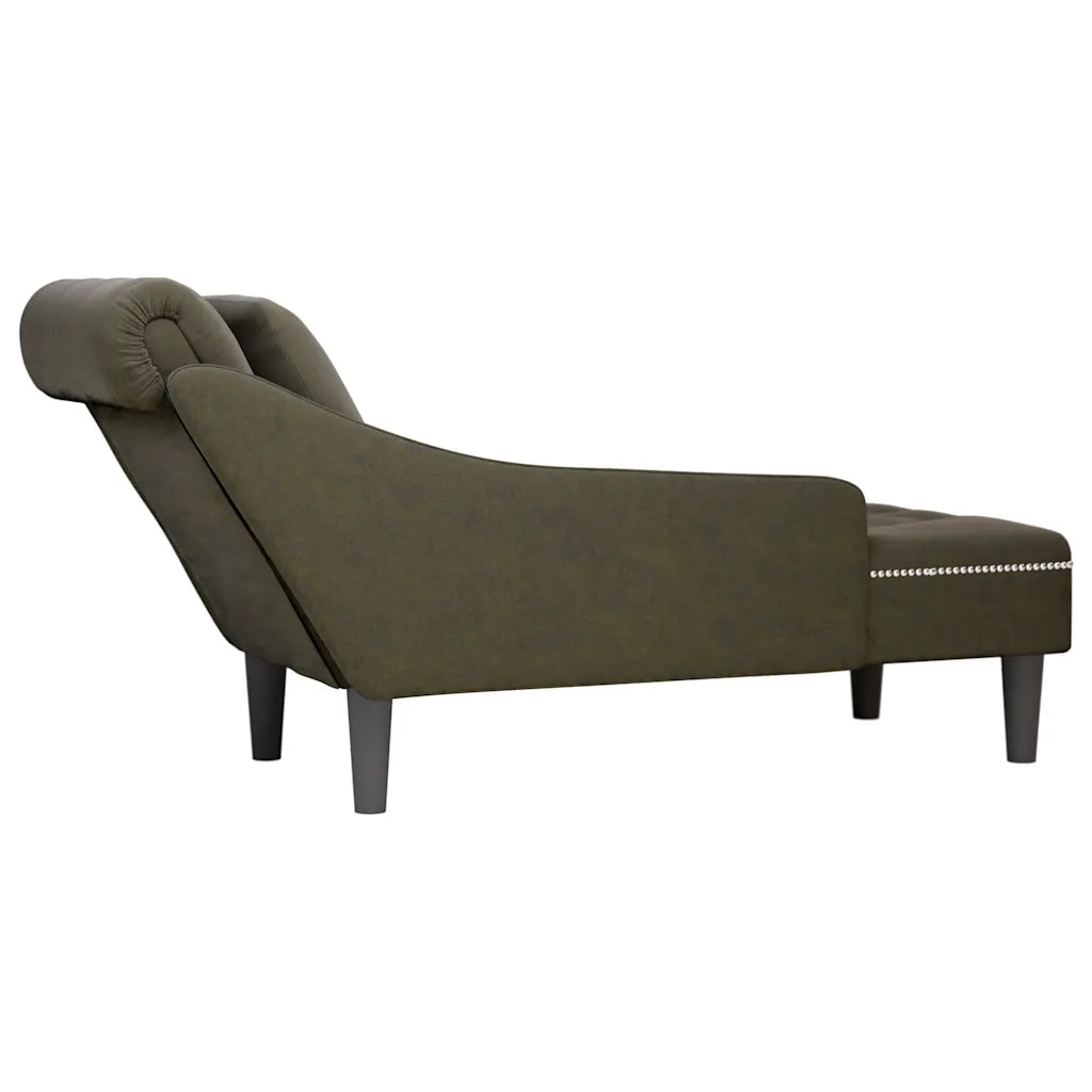 Sdraio con Cuscino e Bracciolo Destro Similpelle Verde Militare CFW1206016