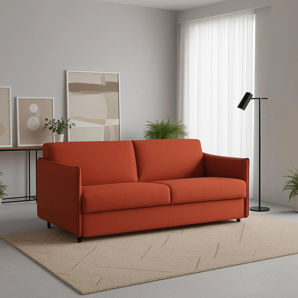 Varedo, Divano Fisso 2 Posti Sfoderabile Made in Italy, 180x95x90h cm Arancione