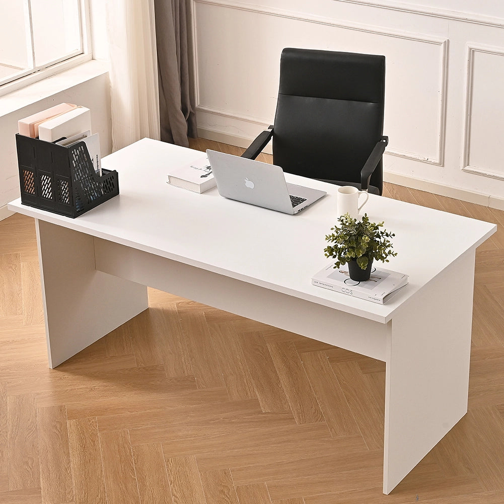 Scrivania per Ufficio in Legno Bianco Postazione Lavoro Studio 160x80 H74cm