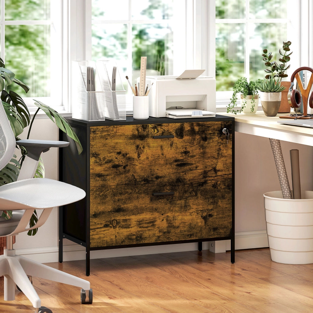 Scrivania con cassetti e archivio ¨C zephmum ¨C 80x39x73,5 cm Marrone