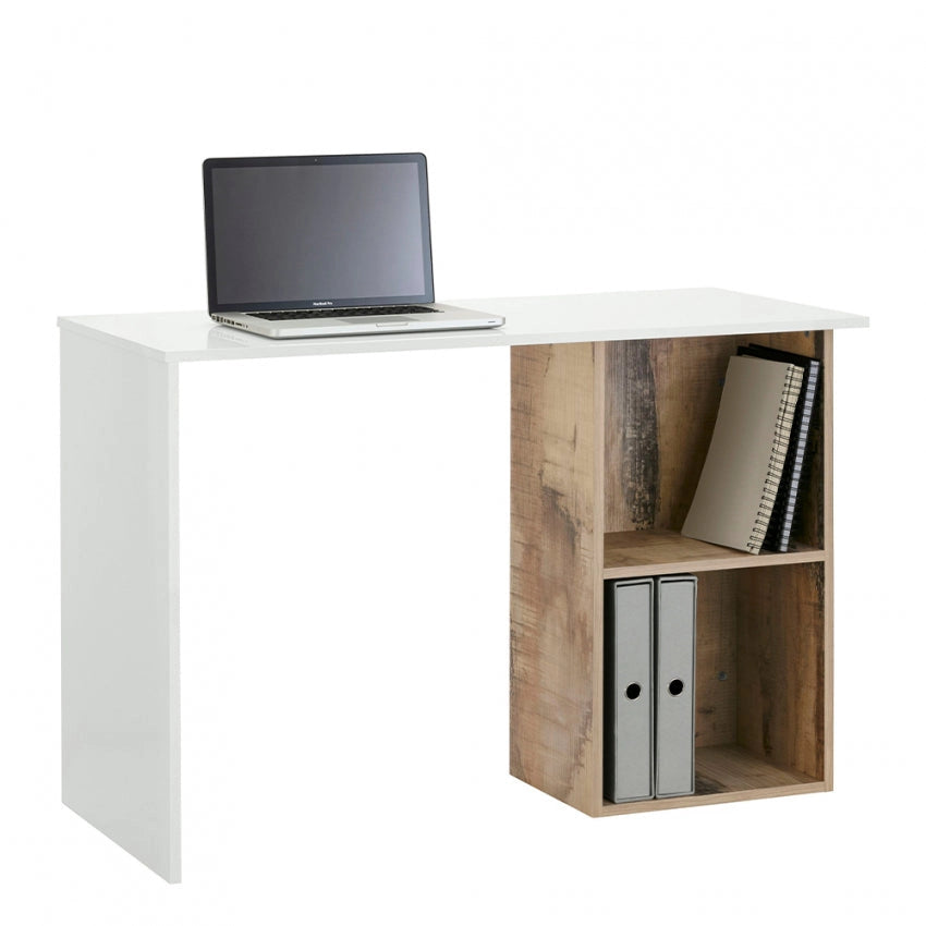Scrivania moderna in bianco lucido con design CONTI acero pereira