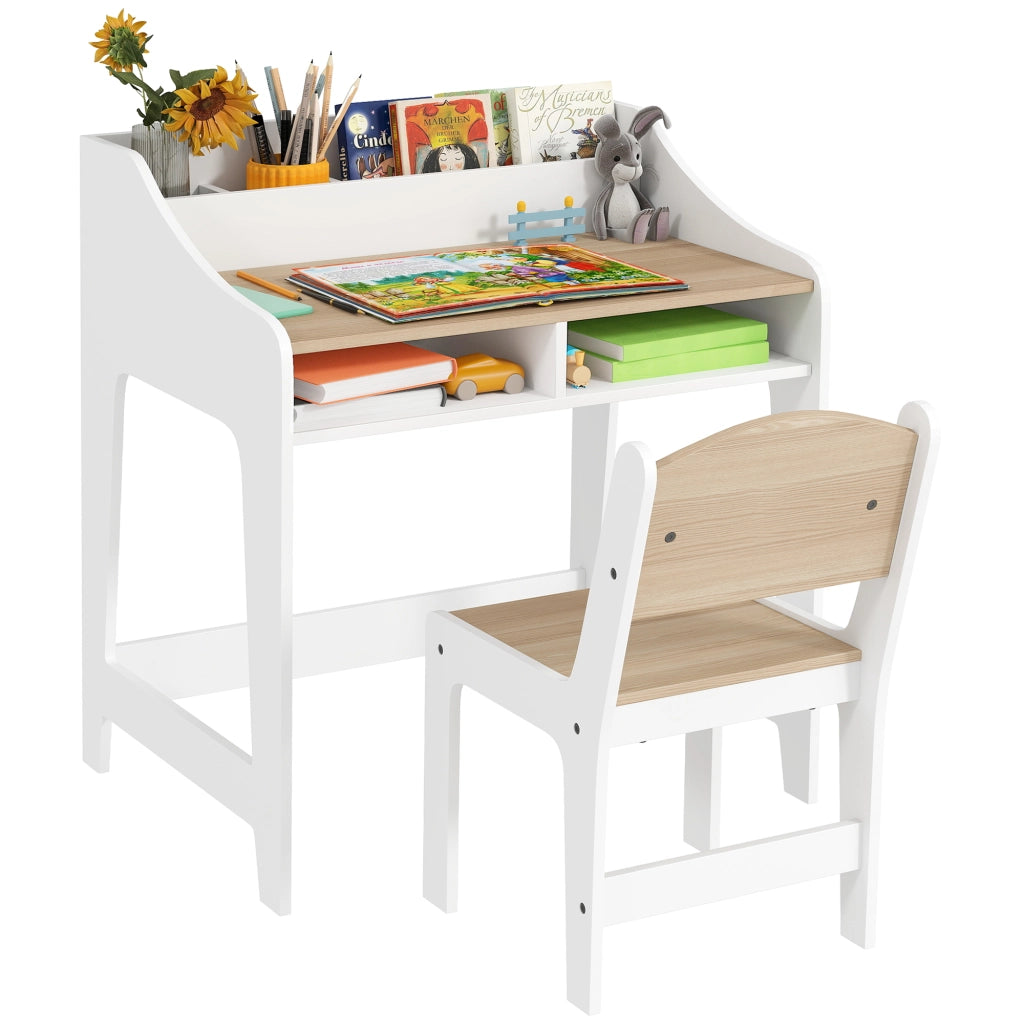 Scrivania per bambini con sedia ¨C zephmum ¨C legno naturale 90x50x75