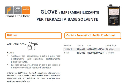 GLOVE impermeabilizzante per terrazzi a base solvente protettivo idrorepellente protegge dalle infiltrazioni muffe 1 LT
