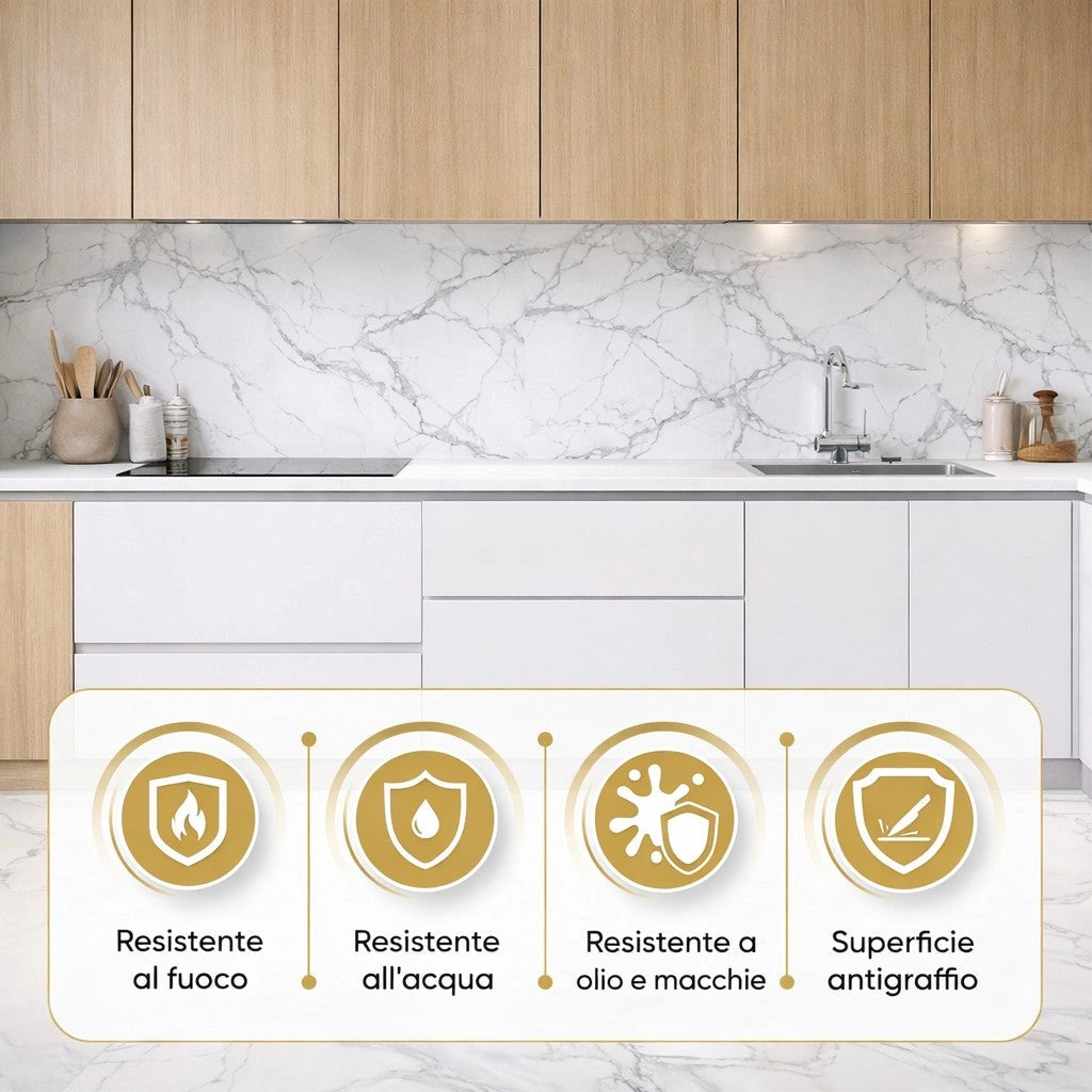 Set 6 Pannelli Decorativi Area 4,3 mq 120x60 cm Rivestimento Murale Effetto Marmo in PVC Beige