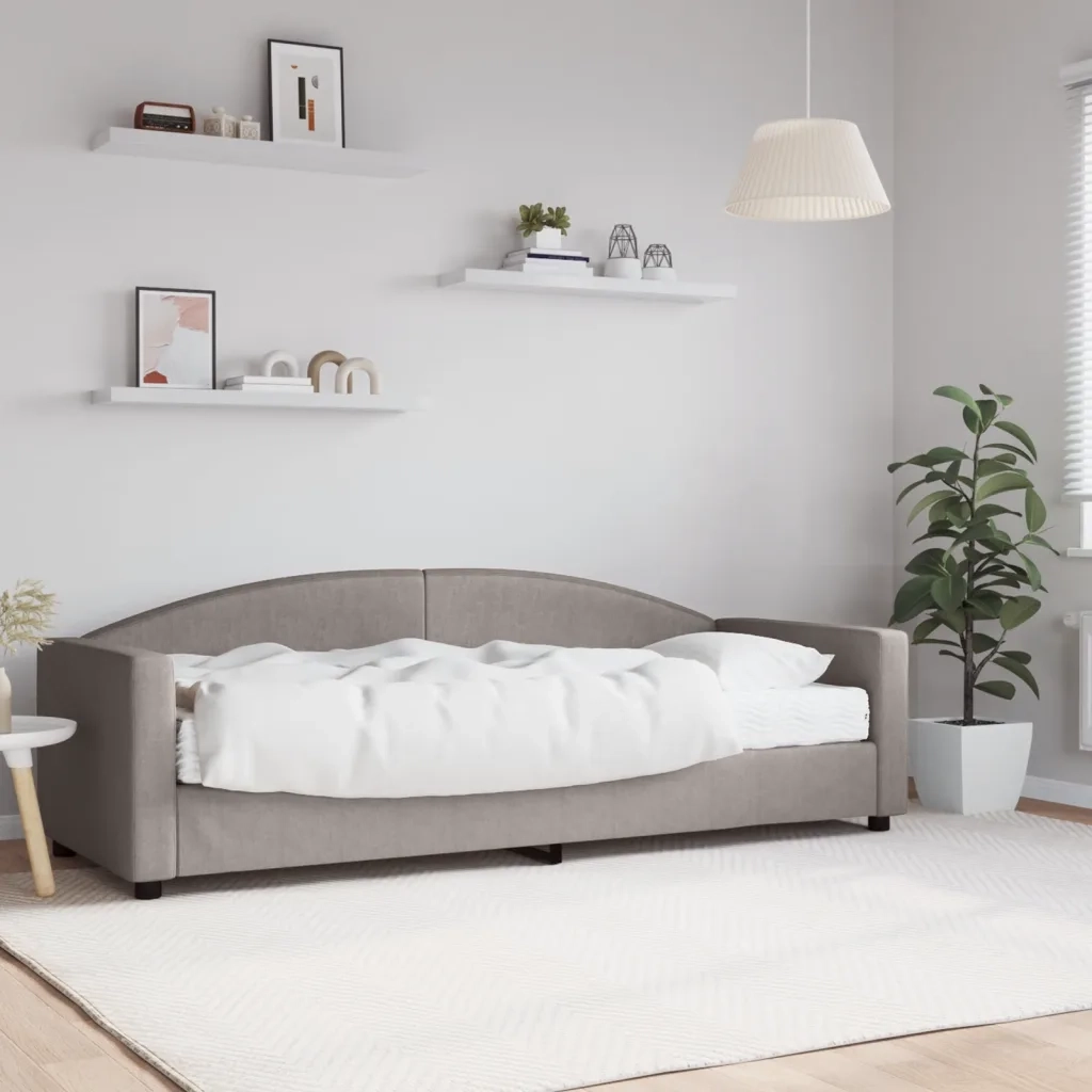 Divano Letto con Materasso Tortora 80x200 cm in Tessuto