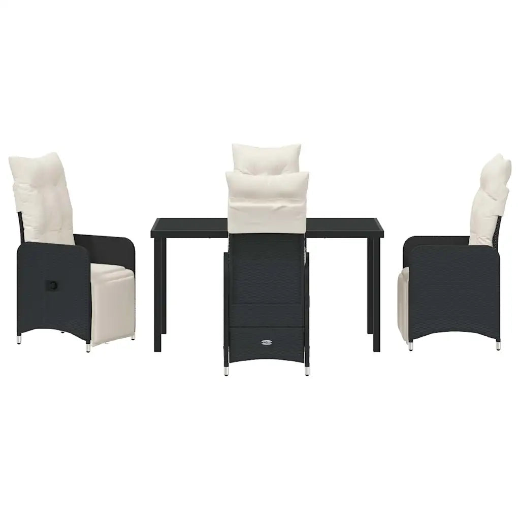 Set da Pranzo per Giardino con cuscino 5 pcs Nero polyrattan 3379662