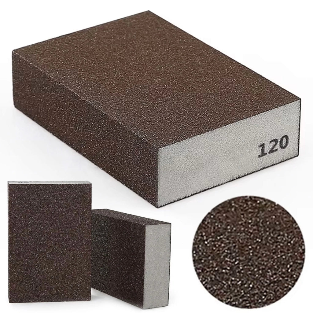 Blocco Abrasivo GR 120 – Superficie Dura e Resistente | Dimensioni 100x68x25 mm | Per Legno, Metallo, Vernice, Plastica