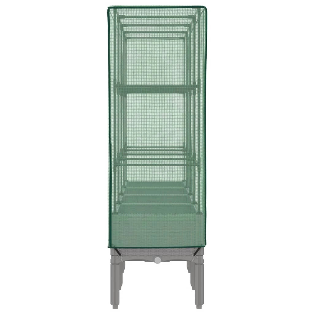 Aiuola rialzata/fioriera con copertura effetto rattan 160 x 40 x 140 cm grigio chiaro 02_0038759