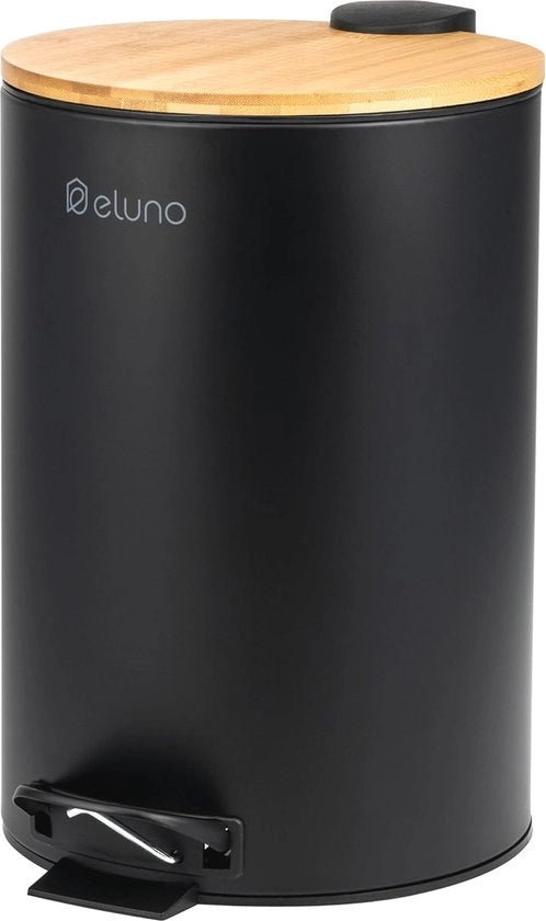 Pulitore di pavimento 12 Litri con chiusura silenziosa in legno di bambù per cucina e bagno - Eliminazione igienizzata dei rifiuti
