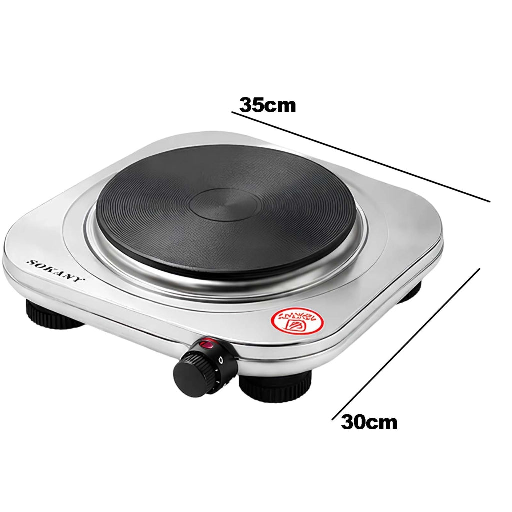 Piastra Elettrica 1500W con 5 Livelli di Potenza per Cucinare Argento Sokany