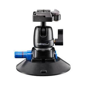 Walimex Pro treppiede a ventosa incl. testa a sfera per fotocamere di sistema e DSLR, 20317, nero, blu