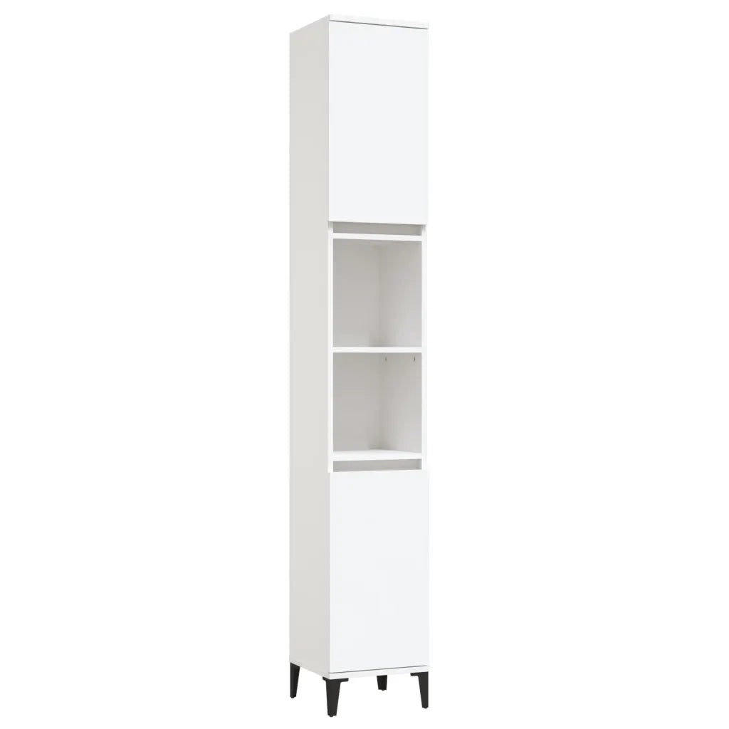 Armadietto da Bagno Bianco 30x30x190 cm in Legno Multistrato 819796