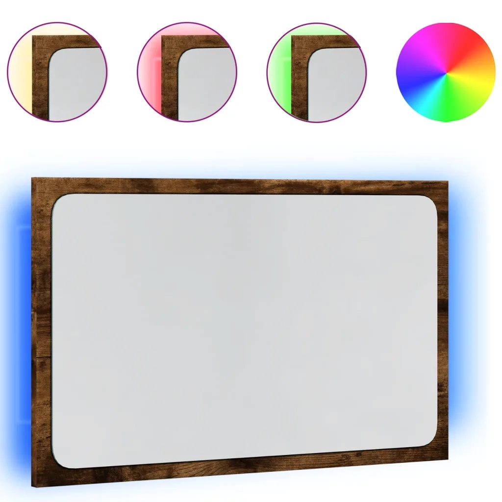 Specchio da Bagno LED Rovere Sonoma 60x8,5x38 cm in Truciolato 834927