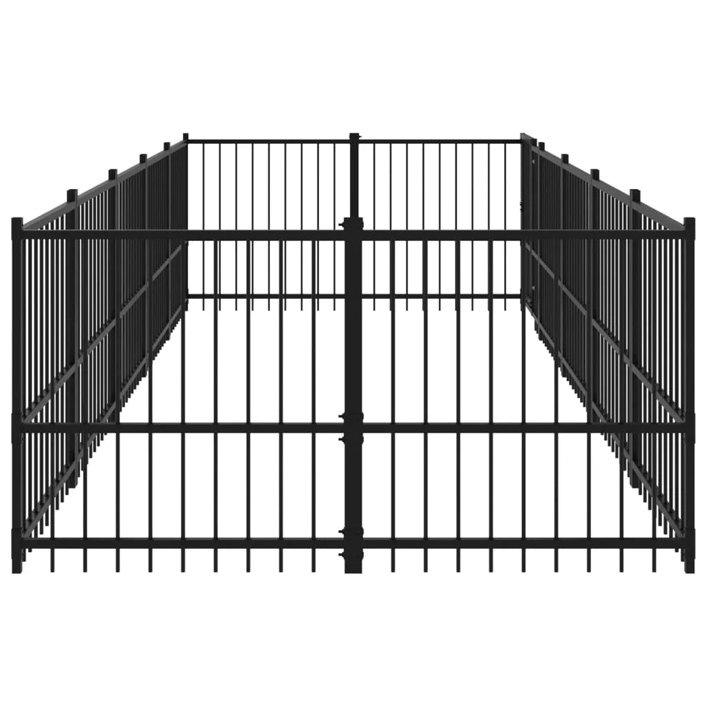 Gabbia per cuccia recinto per animali da esterno per cani in acciaio 9,38 m² nero 02_0041890