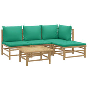 Set di mobili da giardino mobili da esterno 5 pezzi con cuscini bambù verde 02_0016505