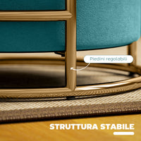 Pouf Contenitore Rotondo Ø42x39 cm in Tessuto Effetto Velluto Verde