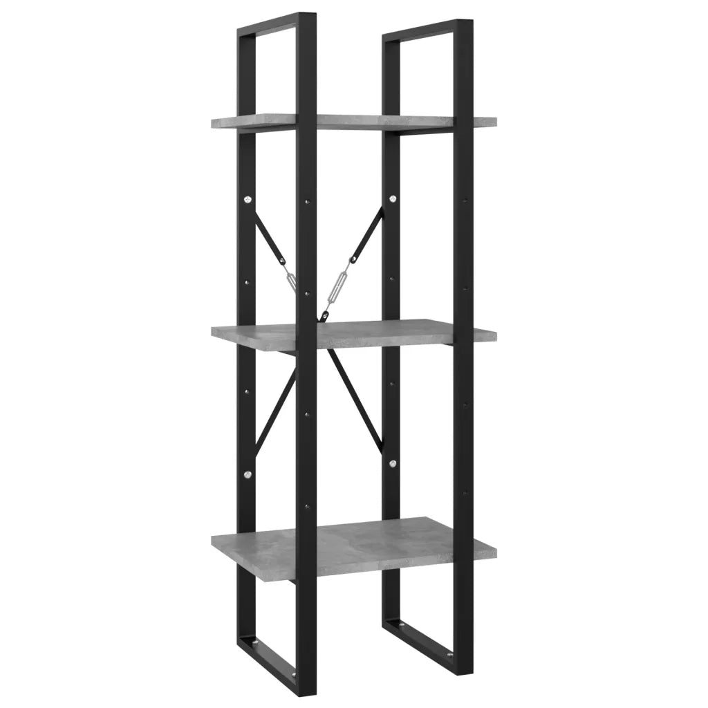 Libreria 3 Ripiani Grigio Cemento 40x30x105cm Legno Multistrato 806491