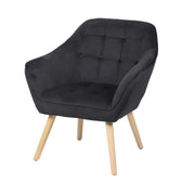 Poltrona in velluto nero con piedi in legno - 74x70xH85 cm, altezza della seduta 43 cm - Collezione VELUREA