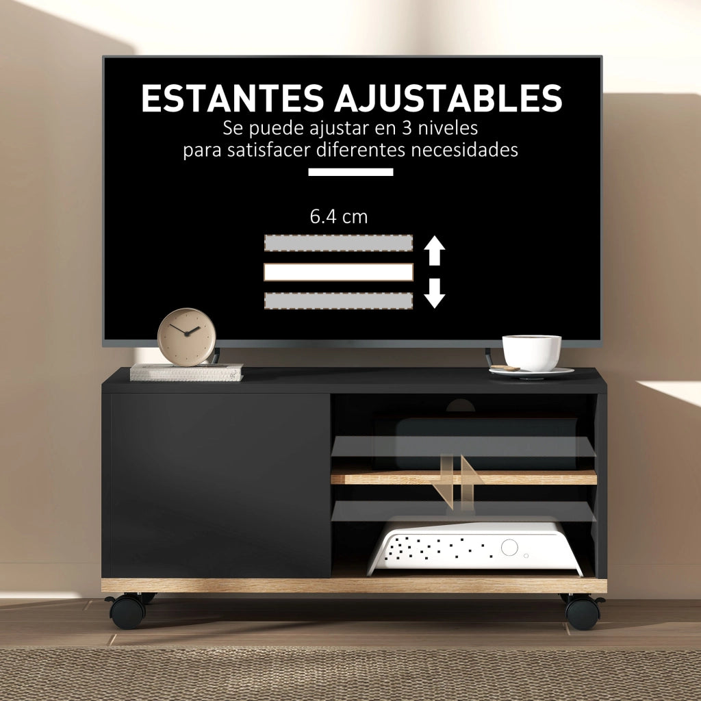 Mobile TV con Ruote ¨C zephmum ¨C Nero 80x45x41 cm