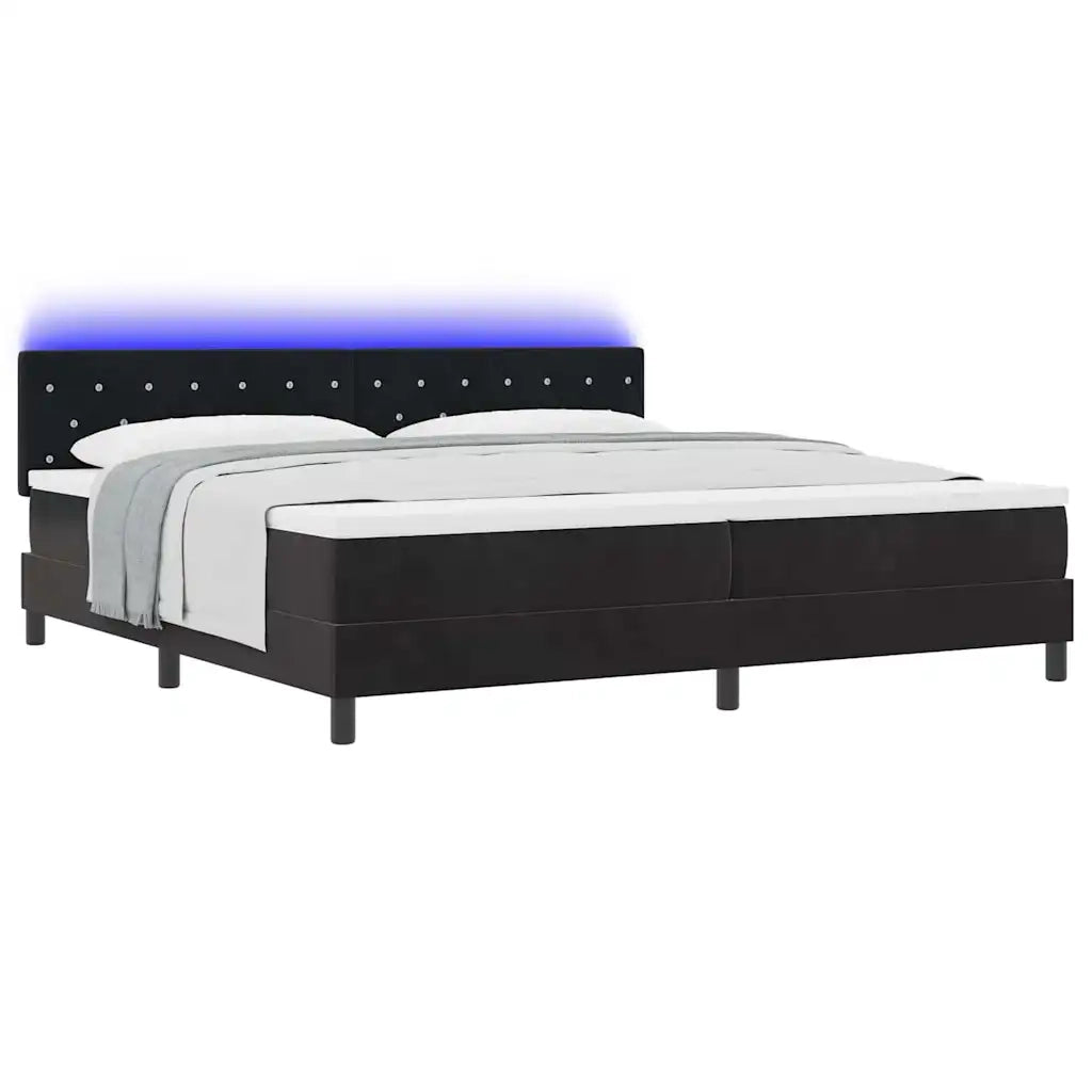 Letto a Sorgente LED con materasso Nero 200 x 200 cm Velluto 3342610