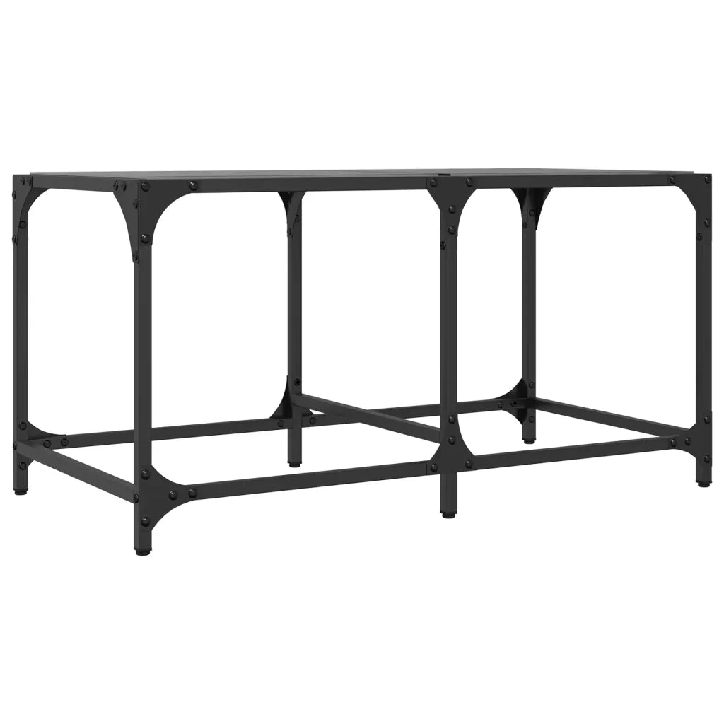 Tavolino da salotto | Tavolino da caff¨¨ | Tavolino da Soggiorno con Piano in Vetro Nero 78,5x40x40 cm Acciaio