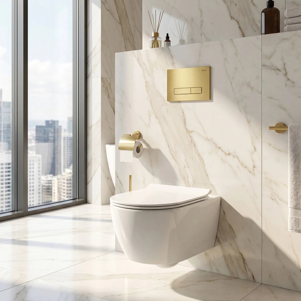 Set Telaio Da Incasso Per Wc Slim 024n Con Pulsante Hd Gold
