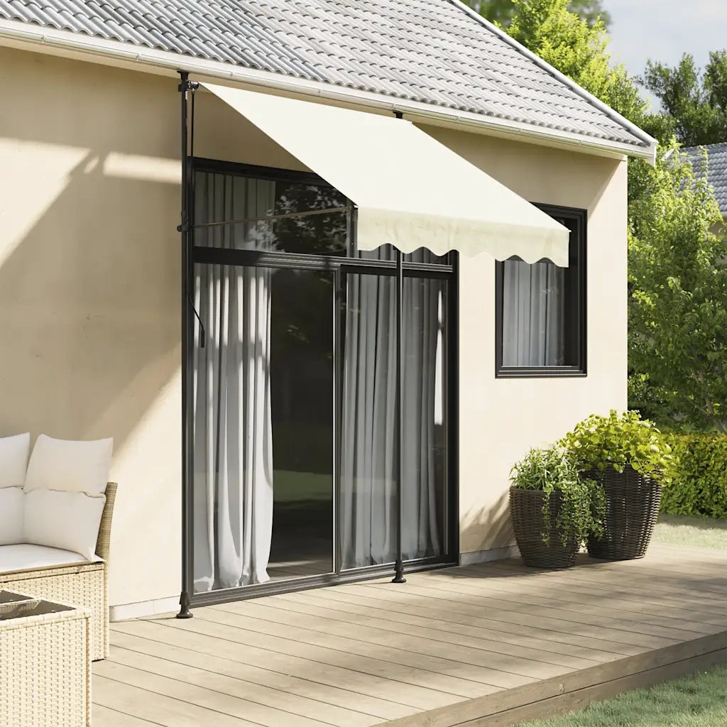 Tenda da Sole Retrattile Crema 200x115 cm in Tessuto e Acciaio 368745