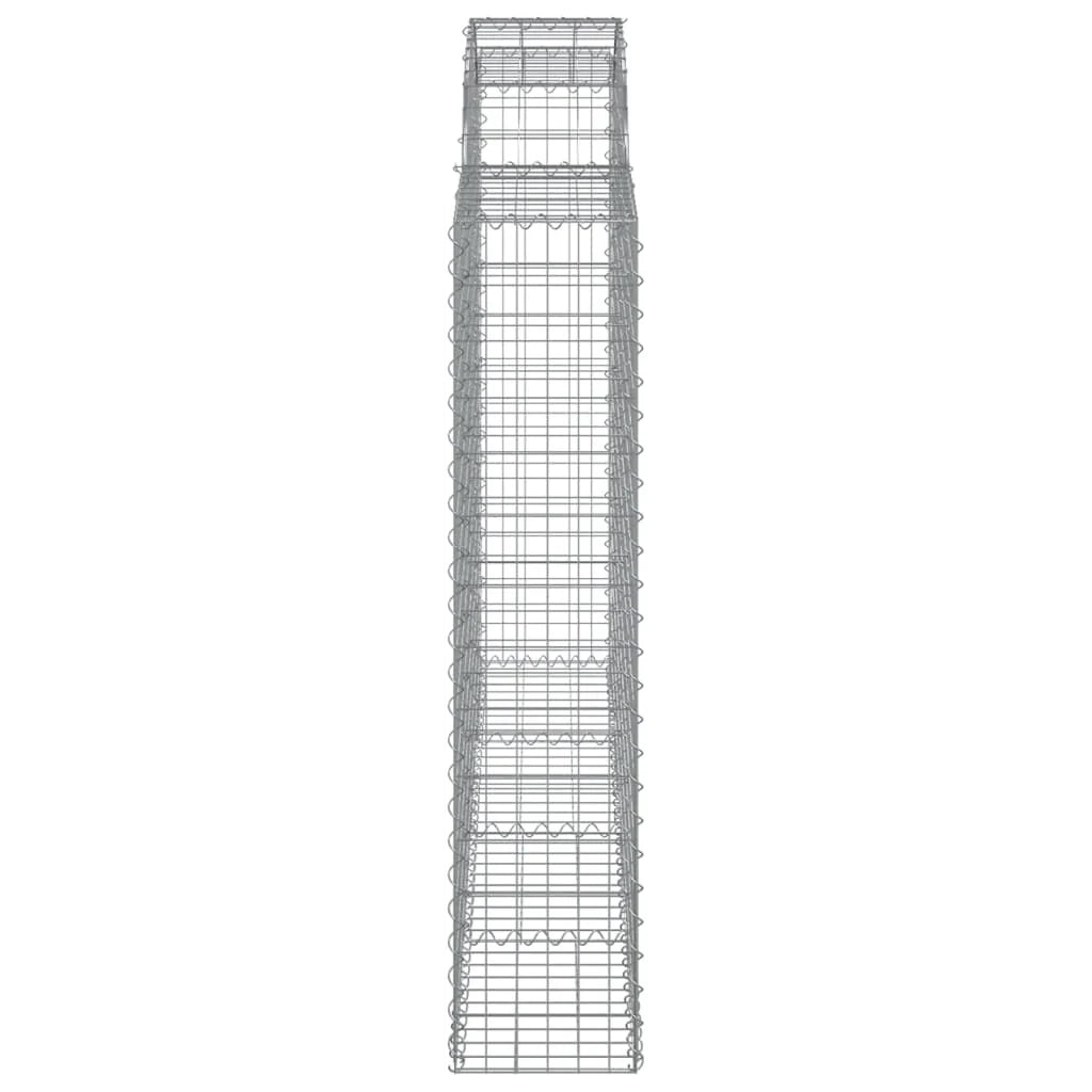Cestini gabbioni recinzione a gabbia muro di contenimento ad arco 7 pezzi 200 x 30 x 140/160 cm ferro zincato argento 02_0041071