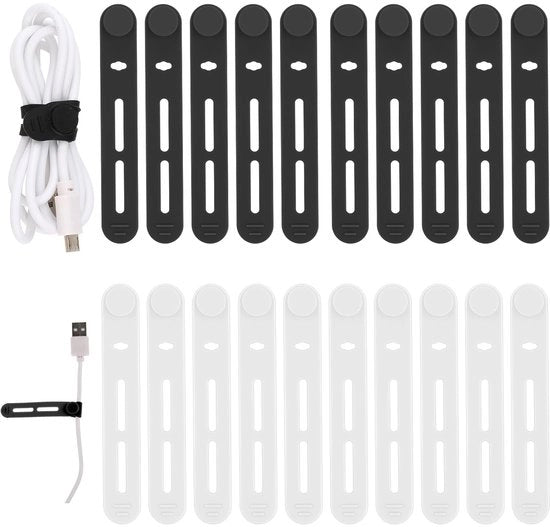 Organizzatori di cavi in silicone riciclabili, molteplici, organizzatori di cavi adattabili, gestione di cavi, supporti di cavi, organizzatori di cavi per uso domestico, ufficio, scuola, cucina, 20 pezzi