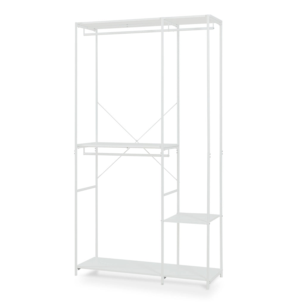 Guardaroba Aperto Verdfjorg con 3 Vani Appendiabiti e 3 Ripiani 200 x 110 x 40 cm - Bianco [en.casa]