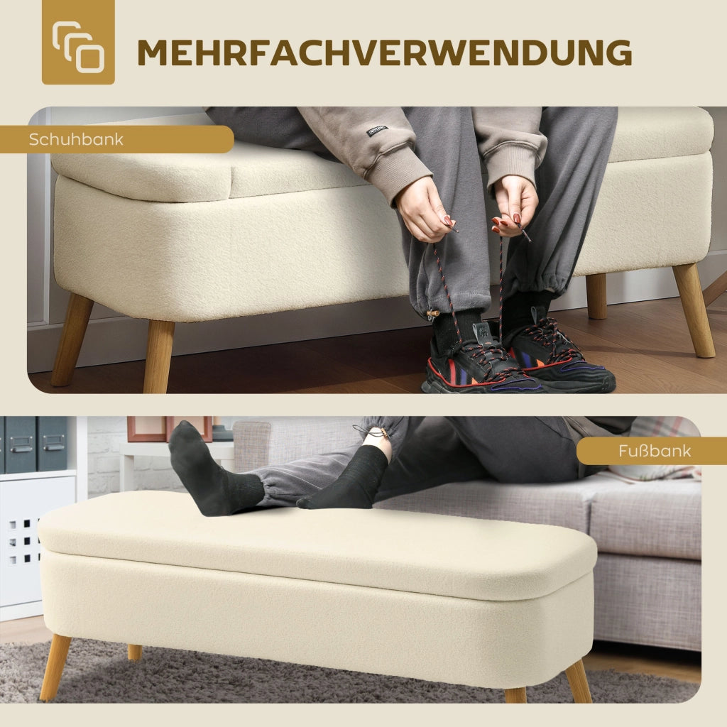 Divano contenitore con cassetti ¨C zephmum ¨C Beige, 120x42x45 cm