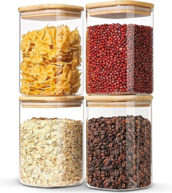 Contenitori di Cucina in Vetro con Lidi - Set di 4 Pezzi