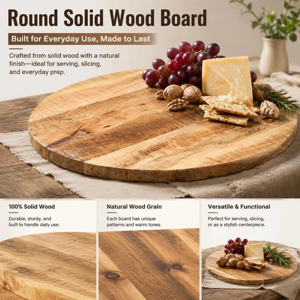 Tabletop 70x2.5 Cm Round Rough Solid Mango Wood