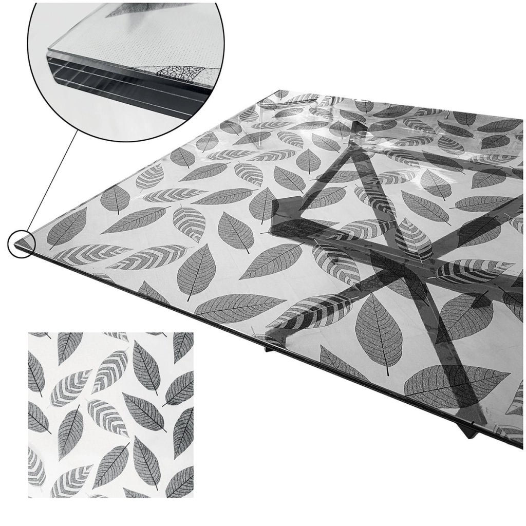 Tovaglia Trasparente Decorata Glitterata Pellicola Pvc 100x320 Cm Tavolo Antimacchia Spessa Foglie (B)