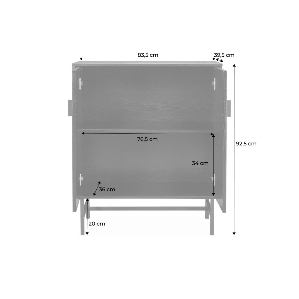 Credenza effetto legno con scanalature nere 2 ante, 80cm, nero