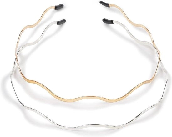 Set di 2 fascette per capelli in oro e argento trendy